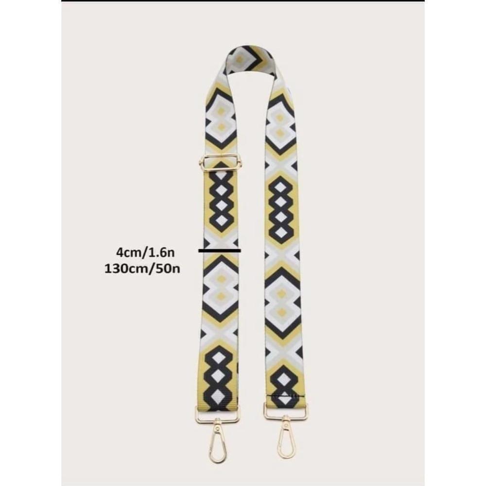 Geometric Pattern Adjustable Shoulder Strap In Yellow - Picture 5 of 10